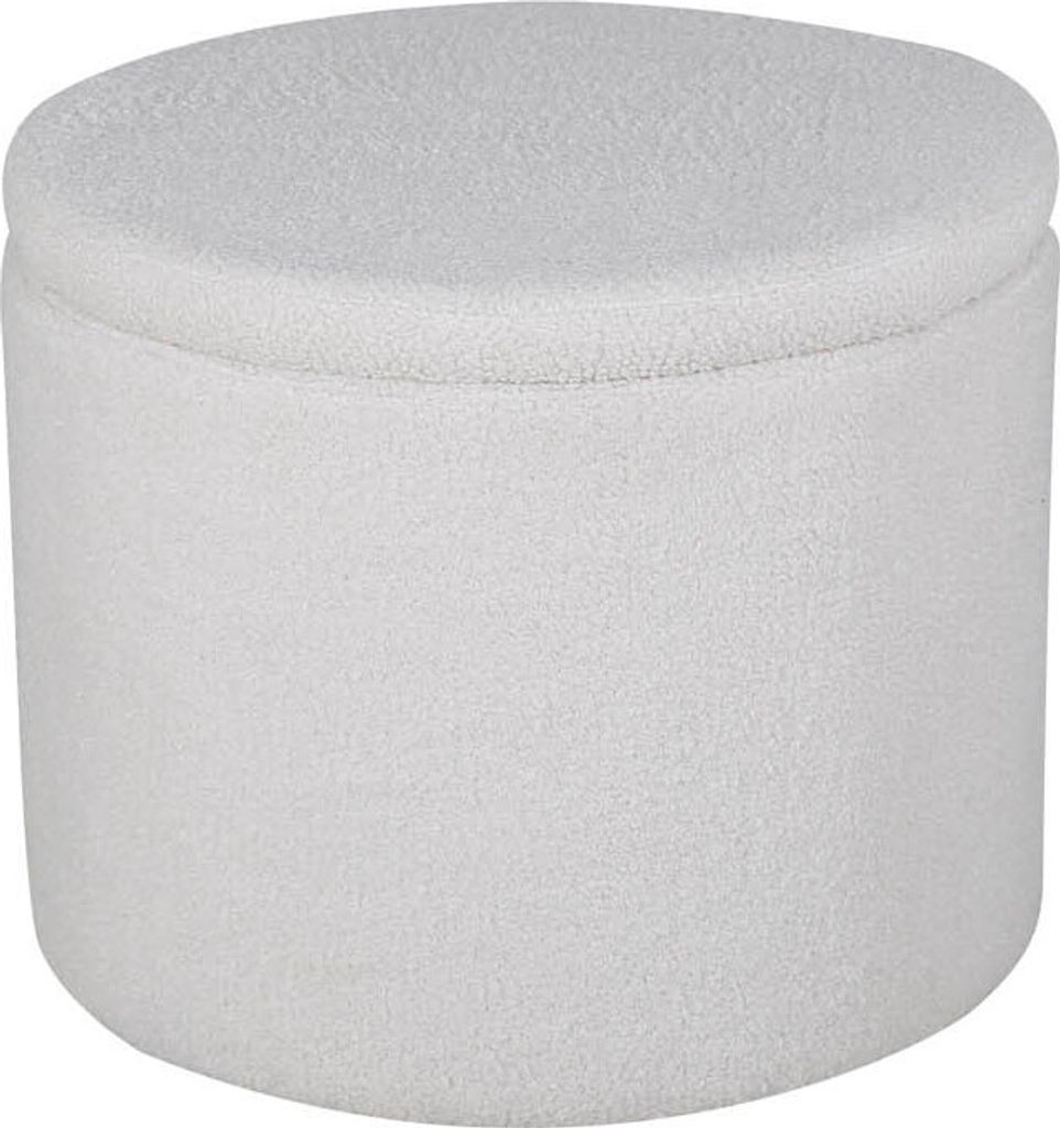 Dunken Pouf, Hocker mit Aufbewahrung Ø51cm Teddystoff weiß. Produktbild 13