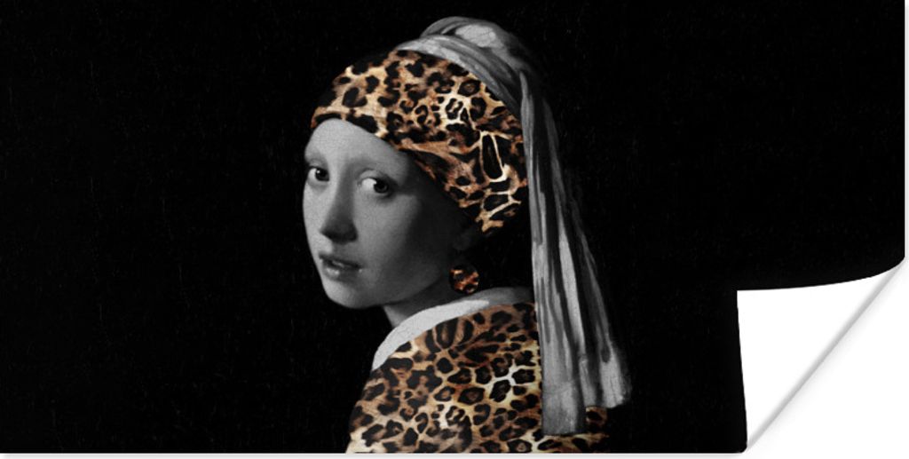 MuchoWow Poster Johannes Vermeer - Pantherdruck - Mädchen mit Perlenohrring 40x20 cm - Poster für die Wand - Poster Schlafzimmer