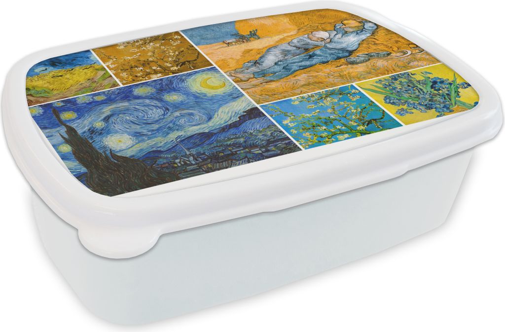 KitchenYeah Lunchbox Brotzeit Brotdose 17x11 cm Van Gogh - Collage - Alte Meister Kinder Brotzeitdose - Lunch Box - Kinder - Sandwich-Box - Schul...