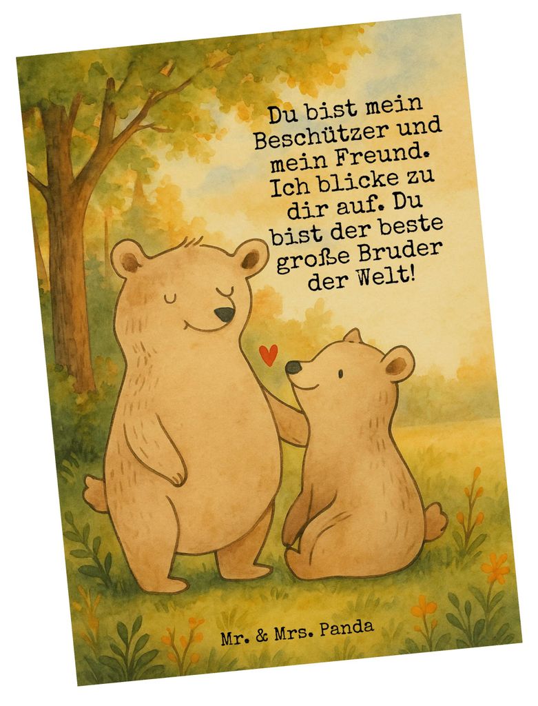 Mr. & Mrs. Panda Postkarte Bär Großer Bruder Design - Weiß - Geschenk, Bären, Postkarten, Fotokarte, Muttertag, Grußkarte, Geschwister, Ansich...