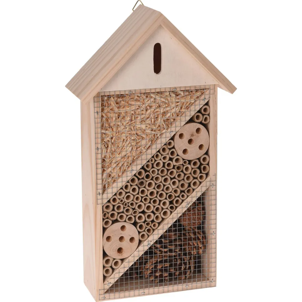 Hôtel à insectes en bois 36 cm Koopman pour pollinisation du potager