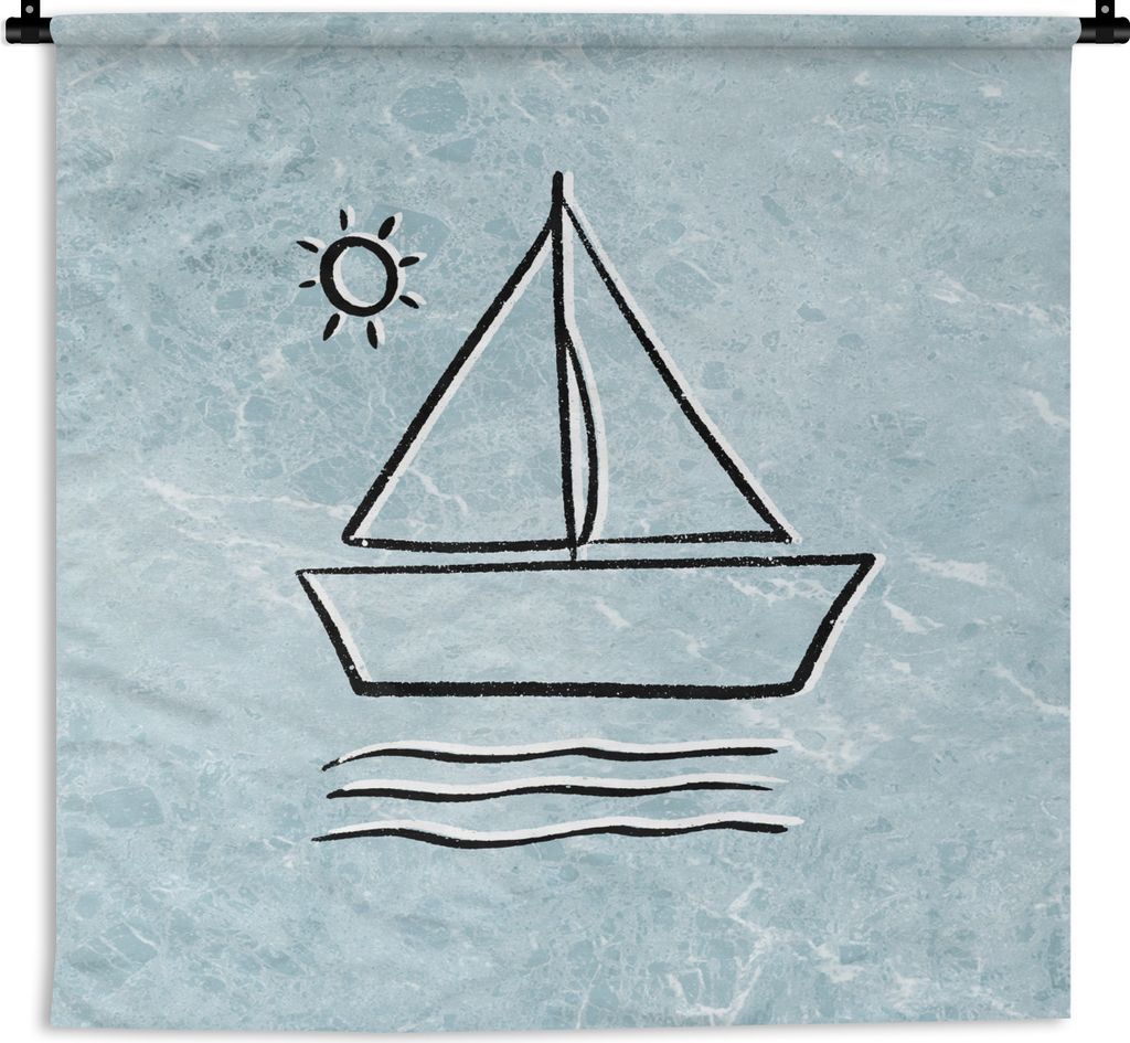 MuchoWow Wandteppich Wandbehang Sommer - Boot - Wasser 150x150 cm Tapisserie Dekoration Wandtuch - Wohnaccessoires - Modernes