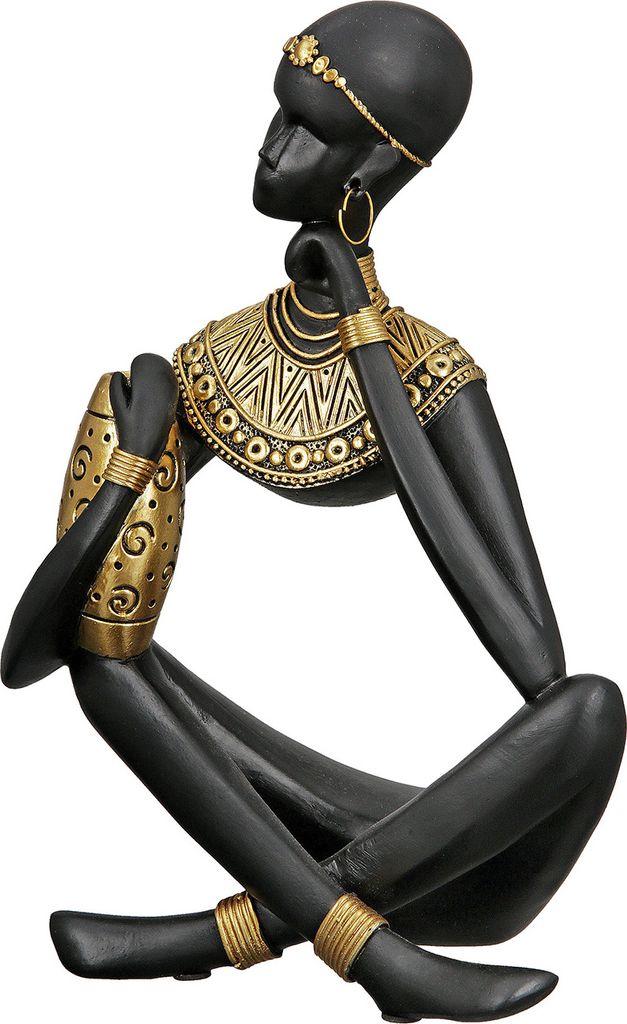 Gilde Figur, Frau, "Amari", orientalisch, Kunstharz, schwarz, goldfarben, L. 10 cm, B. 18 cm, H. 26 cm 37720 4063387377208 2 Stück (2-fach sortiert)