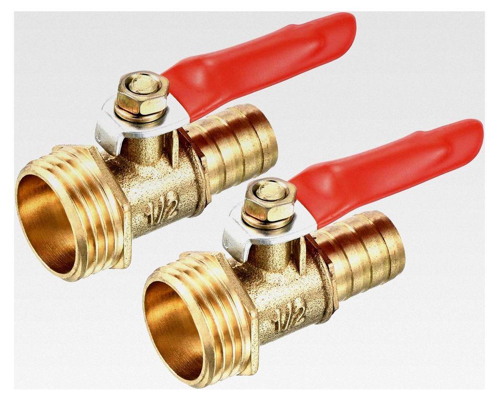 2 Stück G 1/2 Außengewinde auf 1/2" Schlauch Widerhaken Kugelhahn Messing Wasserabsperrschalter für Gartenpool