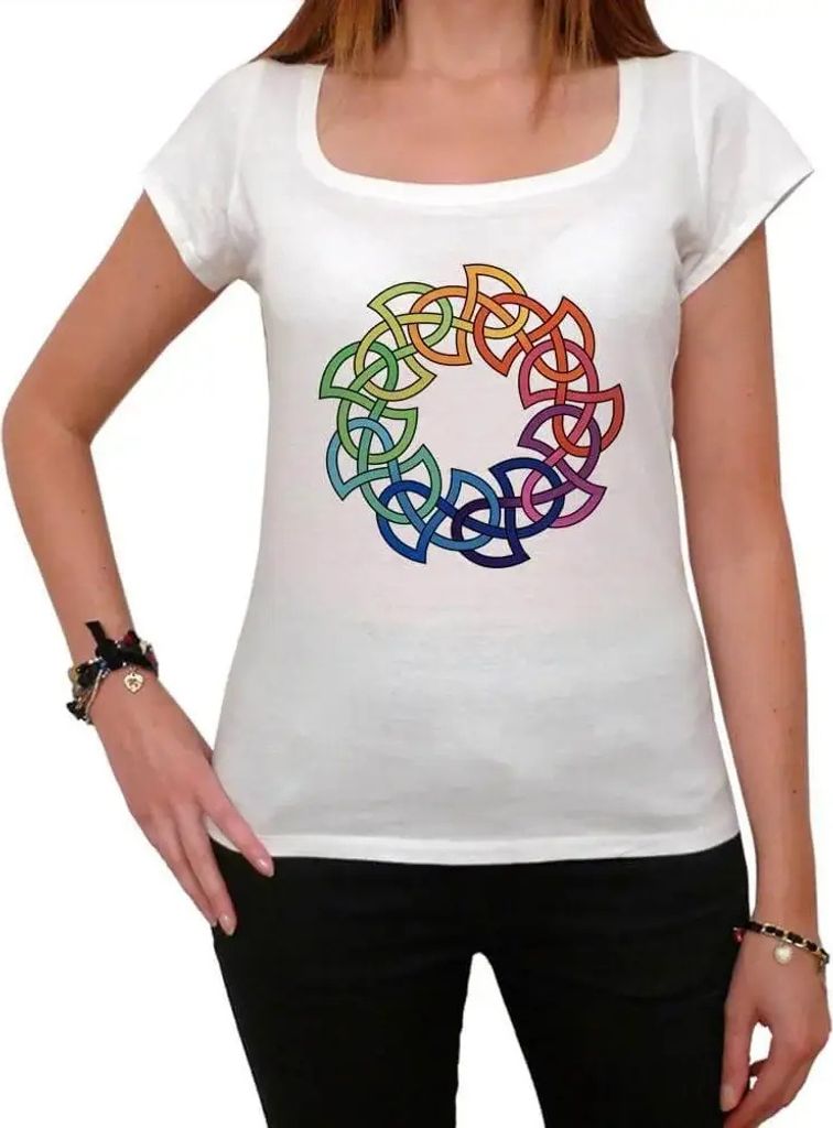 Damen Grafik T-Shirt Ring mit keltischem Knoten – Celtic Knot Ring – Öko-Verantwortlich Vintage Jahrgang Kurzarm Lustige Druck Geburtstag Gesc...