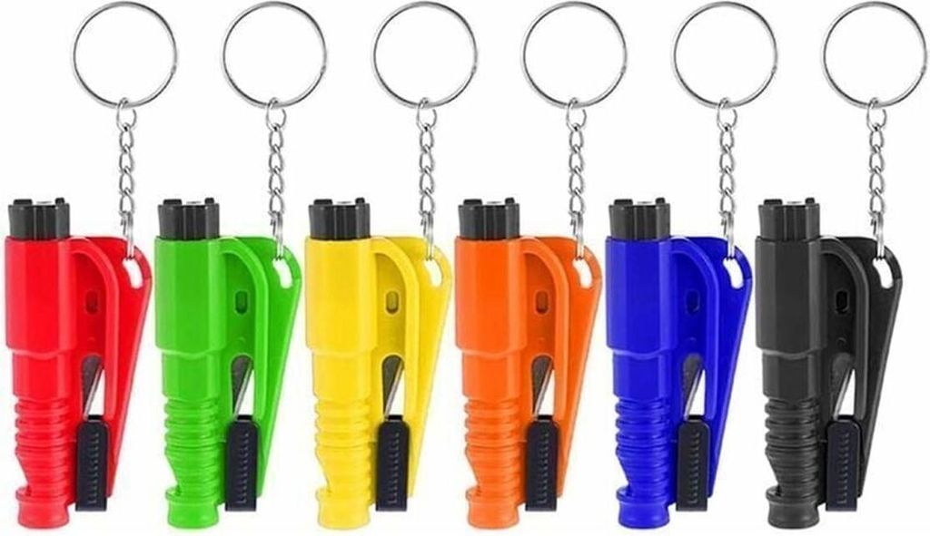6er-Pack 3-in-1-Autofensterbrecher-Schlüsselanhänger, multifunktionales lebensrettendes Werkzeug, Notfallwerkzeug mit Fensterbrecher und Sicherhe...