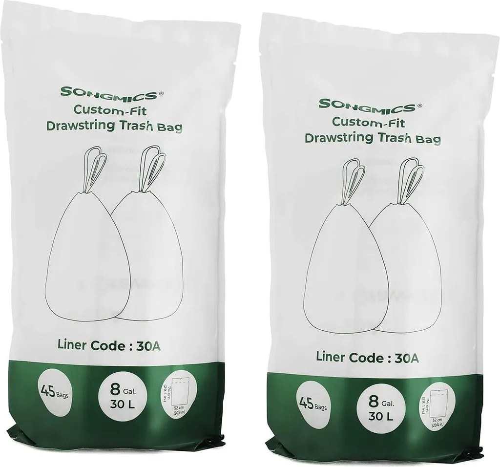 Sacs poubelle blancs pour cuisine et salle de bain avec lien de serrage