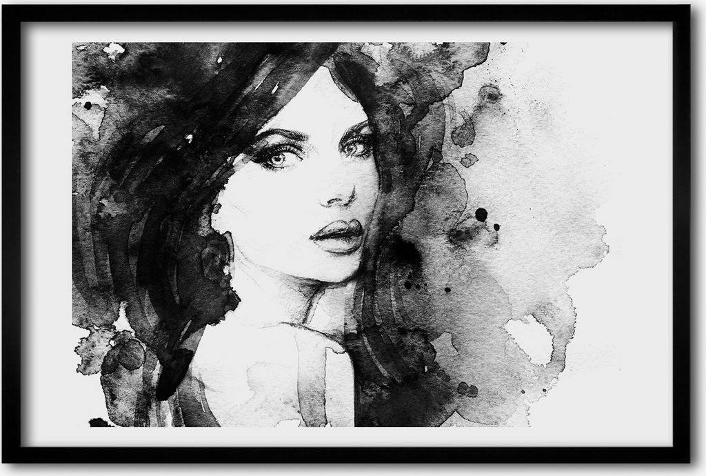 Bild 60x40 MDF-Rahmen, Wandkunst Frauenportrait Produktbild 
