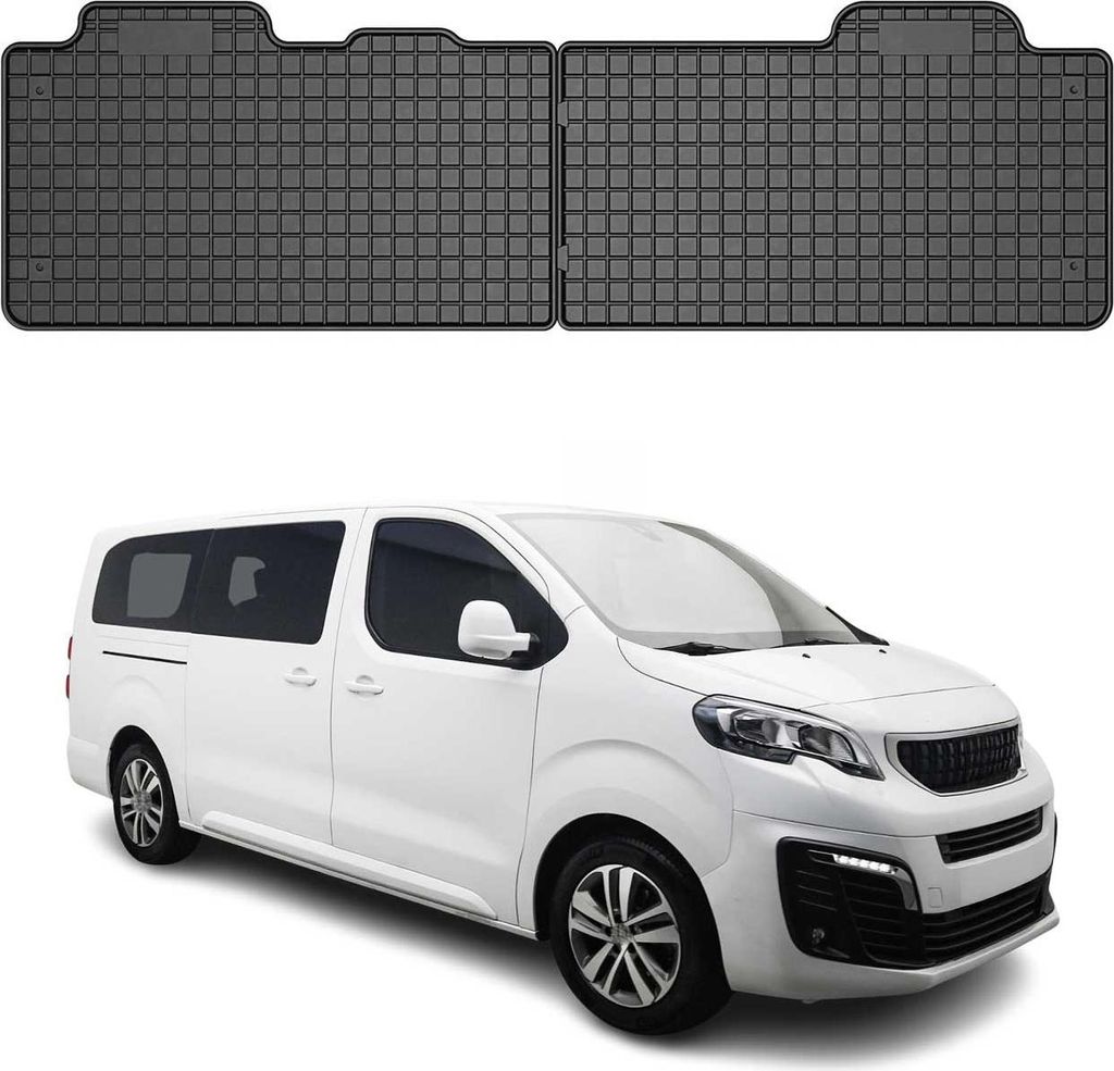 OMAC Gummi Fußmatten für Peugeot Traveller 2. Sitzreihe 2016-2025 Schwarz 2x