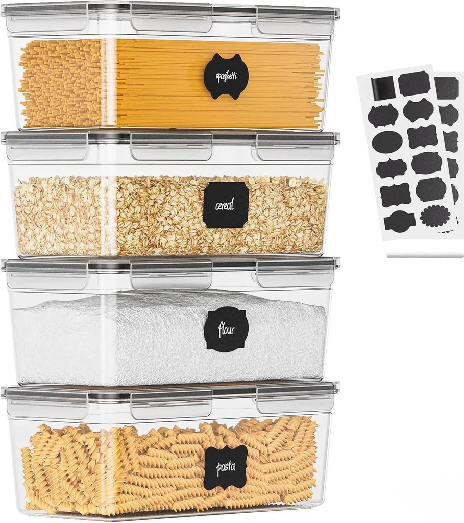 Set 4 Barattoli Ermetici Surejoy 3,5L per Spaghetti e Pasta BPA Free