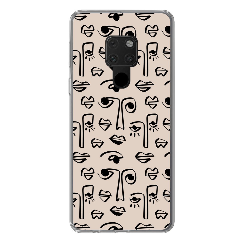 MuchoWow Handyhülle Schutzhülle Hülle für Huawei P40 Lite Muster - Lippen - Strichzeichnungen Silikon Softcase Handy Hülle - Handy