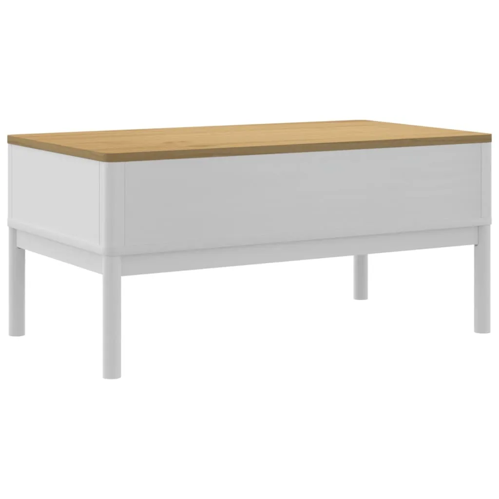 Tavolino Basso Salotto Bianco SYFAX FLORO Legno Pino Massiccio 99x55cm - 6