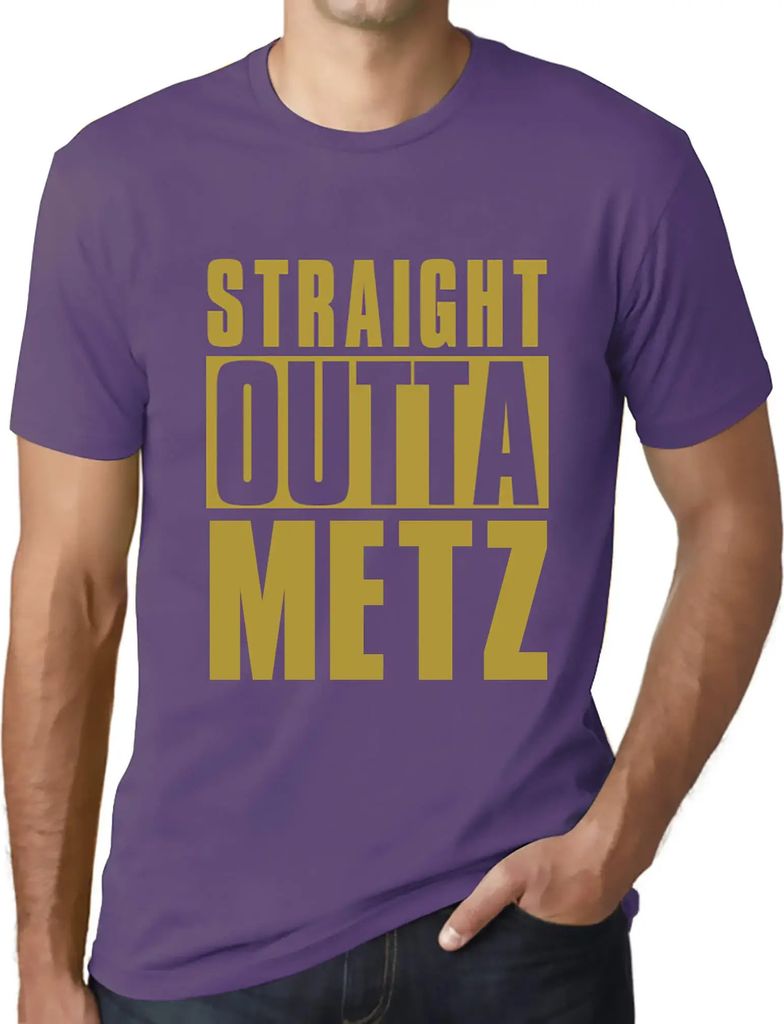 Herren Grafik T-Shirt Straight Outta Metz Öko-Verantwortlich Vintage Jahrgang Kurzarm Lustige Druck Geburtstag Geschenk Mann