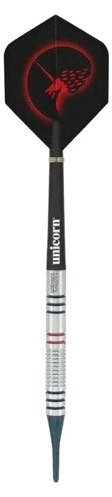 Fléchettes 17g pointe souple Unicorn Core Plus en tungstène noir mat