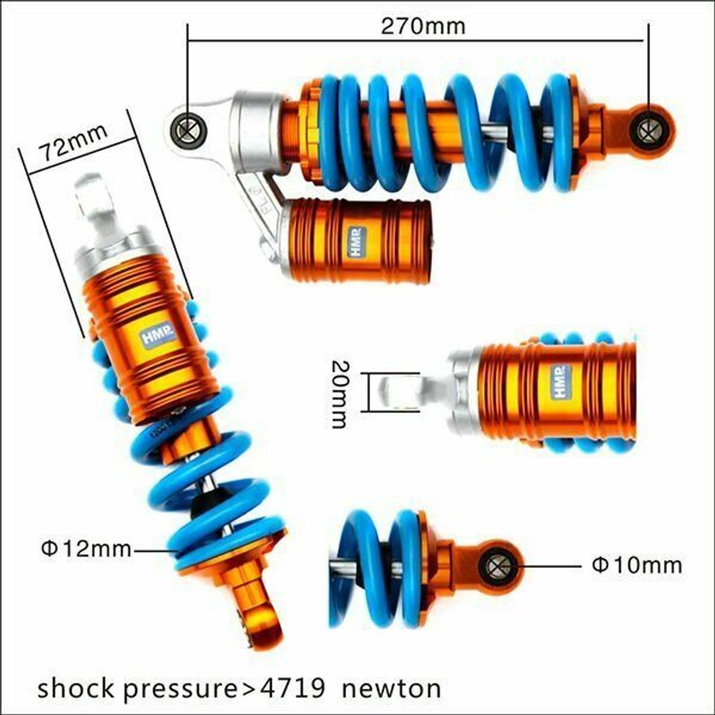 HMParts ATV Quad Dirt Bike Pit Bike Federbein 270 mm blau
