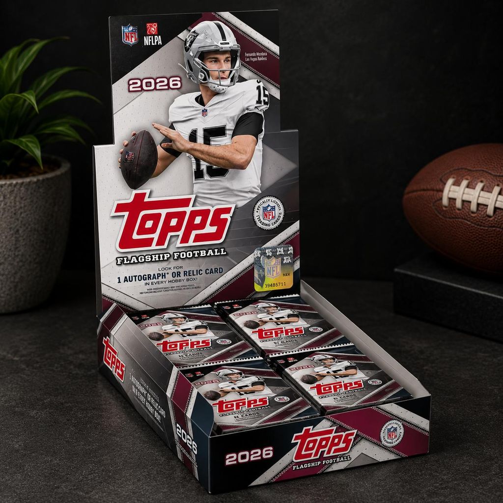 Boîte de collection Topps Flagship NFL pour 2026, en Image du produit  Image générée par une IA