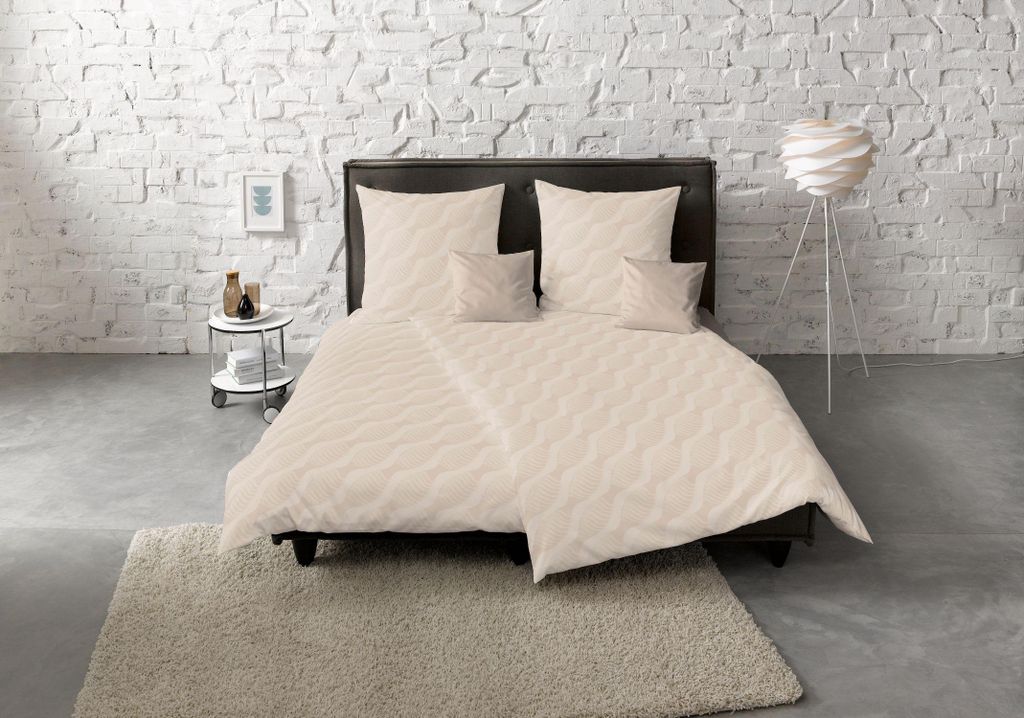 Fleuresse Jacquard Bettwäsche uni 135x200 Muscheln Knoten beige 454616-9050