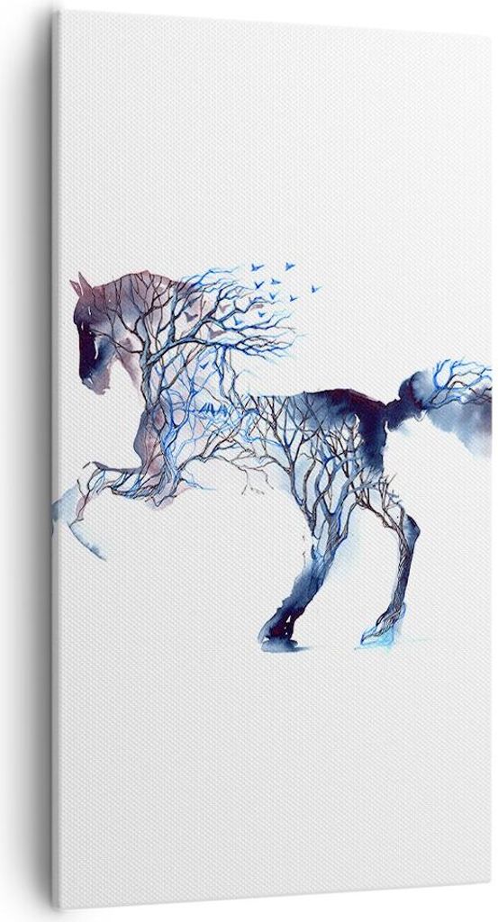 Bild auf Leinwand - Leinwandbild - natur malen schön Hengst - 55x100cm - Wand Bild - Wanddeko - Leinwanddruck - Bilder - Kunstdruck - Wanddekorati...