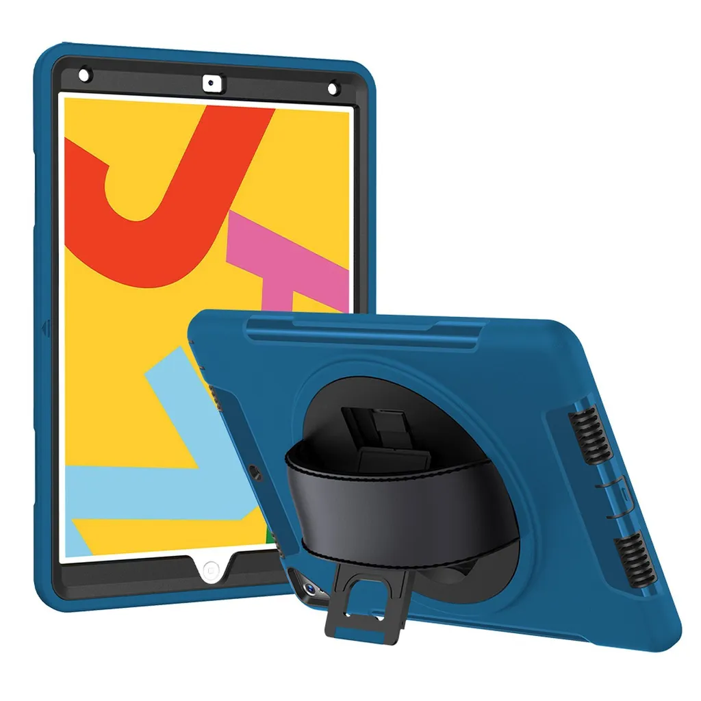 Coque iPad 10.2 pouces 2019/2020/2021 antichoc avec support Bleu Foncé