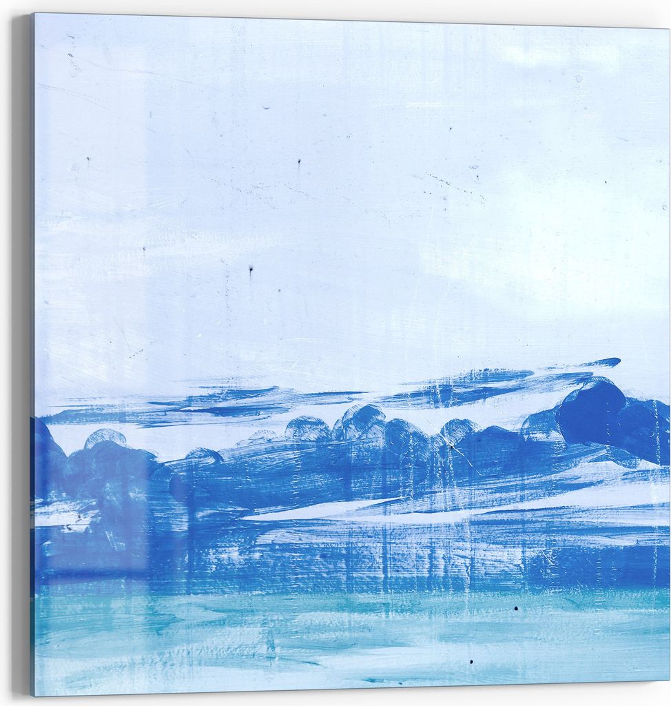 DEQORI Glasbild Echtglas 50x50 cm 'Winterseelandschaft' Wandbild Bild modern Deko
