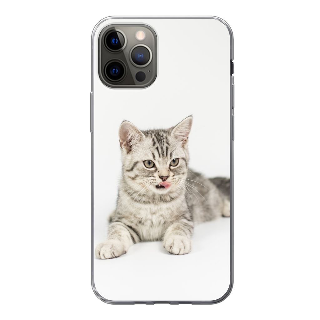 MuchoWow Handyhülle Schutzhülle Hülle für iPhone 13 Pro Kitten - Weiß - Sohle - Mädchen - Kinder - Jungen - Kind Silikon Softcase Handy Hü...