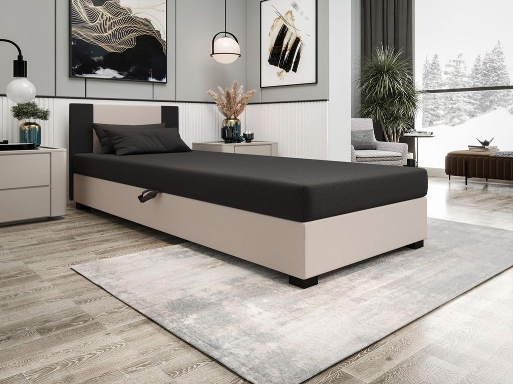 Gepolstertes Einzelbett 100x195 ARIADNA 1 - grau / hellgrau