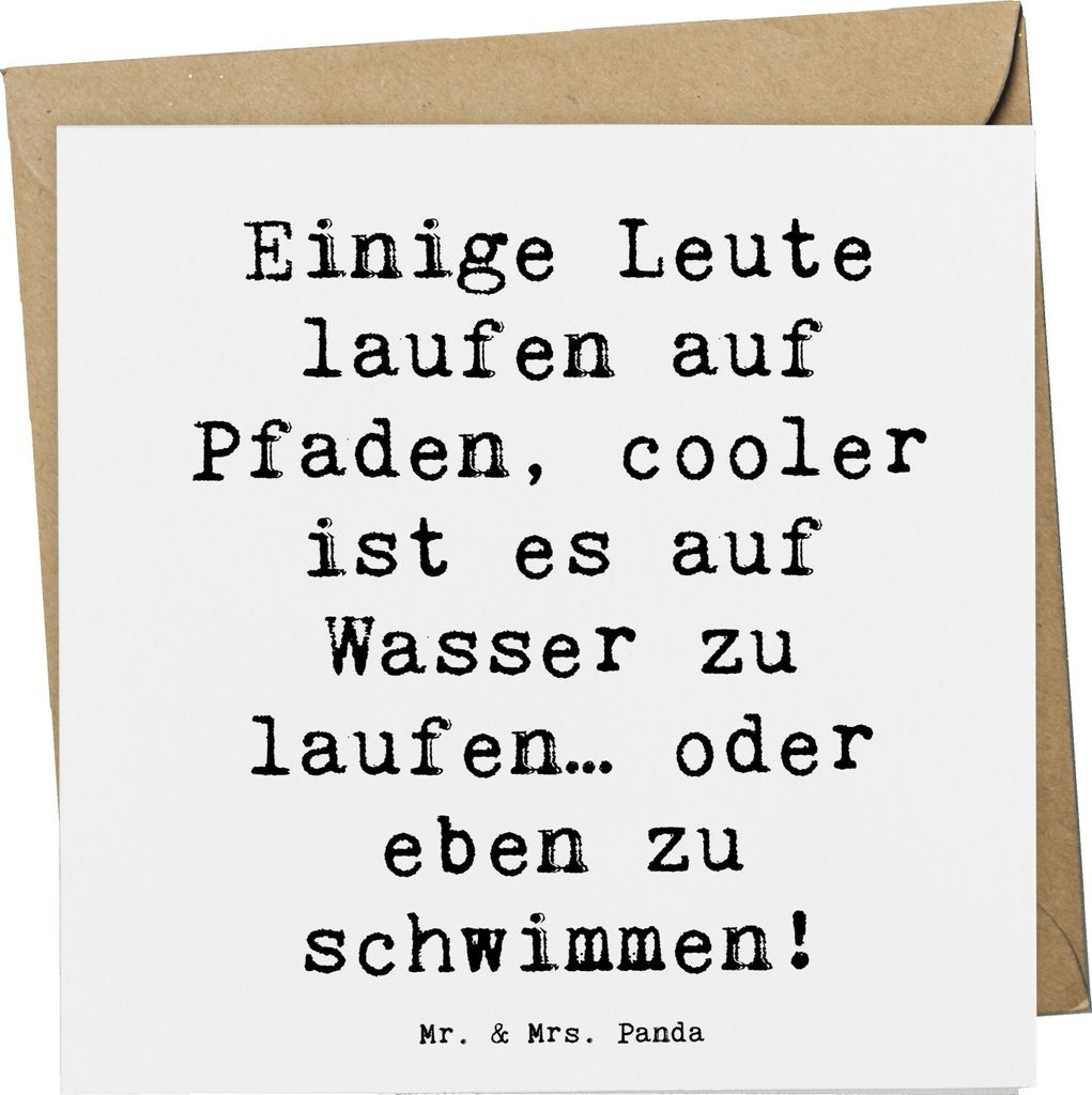 Mr. & Mrs. Panda Glückwunschkarte Spruch Schwimmen Pfade - Weiß - Geschenk, Schwimmfreunde, Rückenschwimmen, Sportler, Wasser, Schwimmer, Grußk...