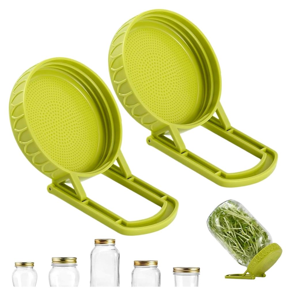 Sprossenglas-Deckel mit Halterung für Keimung, breite Öffnung, geeignet für Zuhause und Gartenarbeit, Bohnen, Alfalfa, Brokkoli