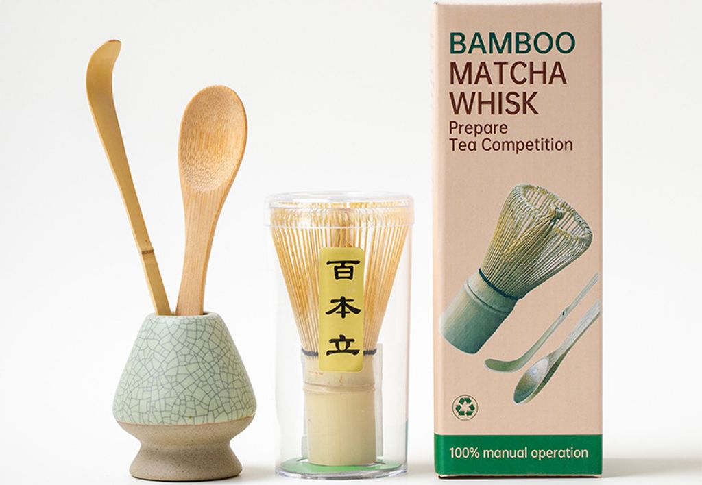 INF Matcha-Besen-Set CT Kleines Set 4-teilig Hellgrüne Keramik