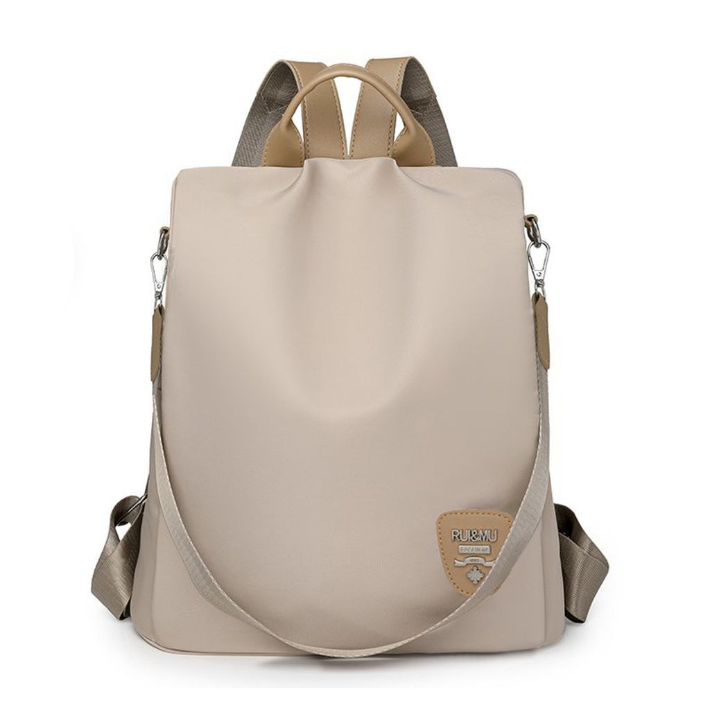 INF Schwarzer Nylon-Rucksack für Damen – lässig und diebstahlsicher Weiß