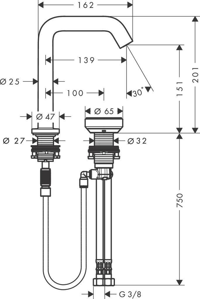 HANSGROHE 73353000 2-Loch WTM Tecturis S 150 Produktbild 