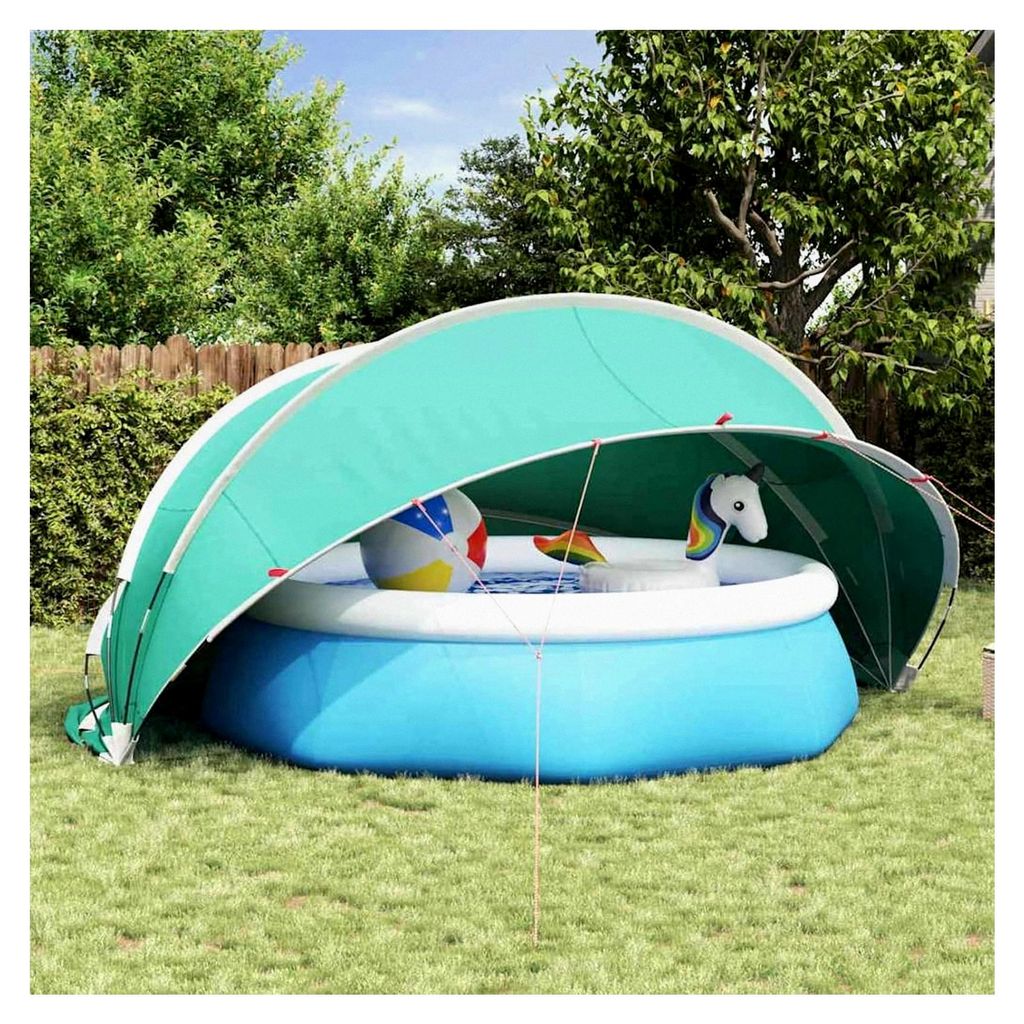 Faltbarer Pool-Dome Grün 472 x 460 x 229 cm UV-beständiger Schutz für Pools, Gartenterrassen und Camping mit Glasfaserstangen und Tragetasche, e...