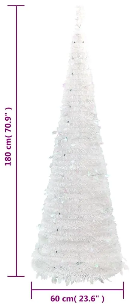 Sapin de Noël Artificiel Blanc Lumineux 180 cm avec LED Intégrées