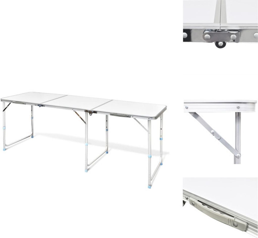 Campingtisch zusammenklappbar höhenverstellbar Aluminium 180 x 60 cm - Campingmöbel