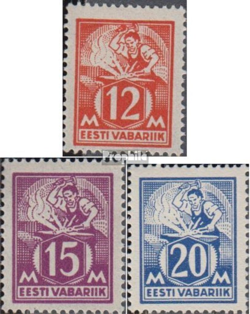 Briefmarken Estland 1925 Mi 57-59 (kompl.Ausg.) Jahrgang 1925 komplett gestempelt Handwerker