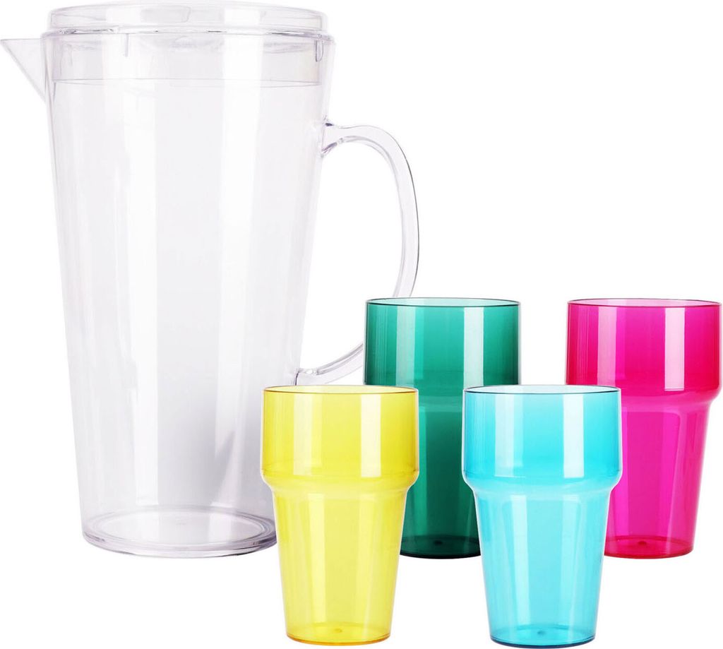 Kunststof Schenkkan met 4 Glazen, 2200ml