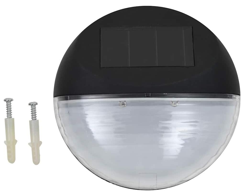 vidaXL Solar-Außenleuchten für Wand LED 24 Stk. Rund Schwarz