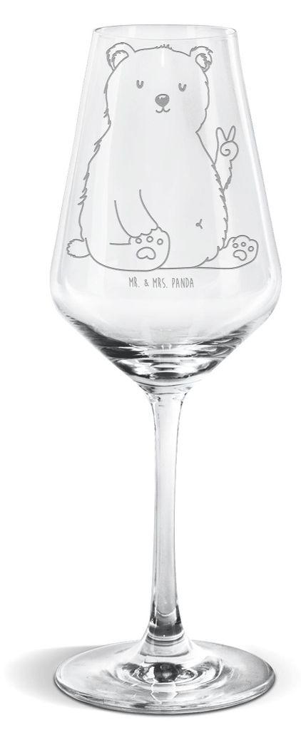 Mr. & Mrs. Panda Weinglas Eisbär Faul - Transparent - Geschenk, Weißweinkelch, wein glas, Bär, Weißwein, Teddy, Arbeit, Homeoffice, Entspannen,...