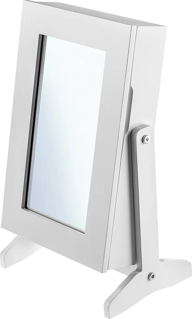 Armoire bijoux bois blanc miroir psyché avec inclinaison réglable chic