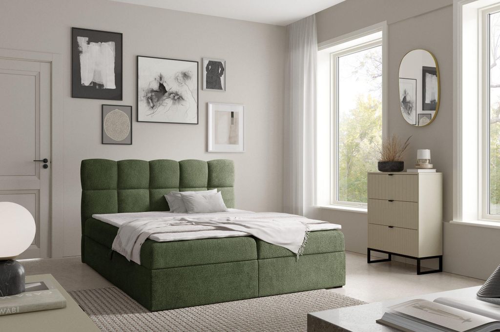 YOURHOUSE24 Boxspringbett s, Doppelbett mit Bonell-Matratze + Topper (Farbe: Coral 20, Größe: 160x200 cm)