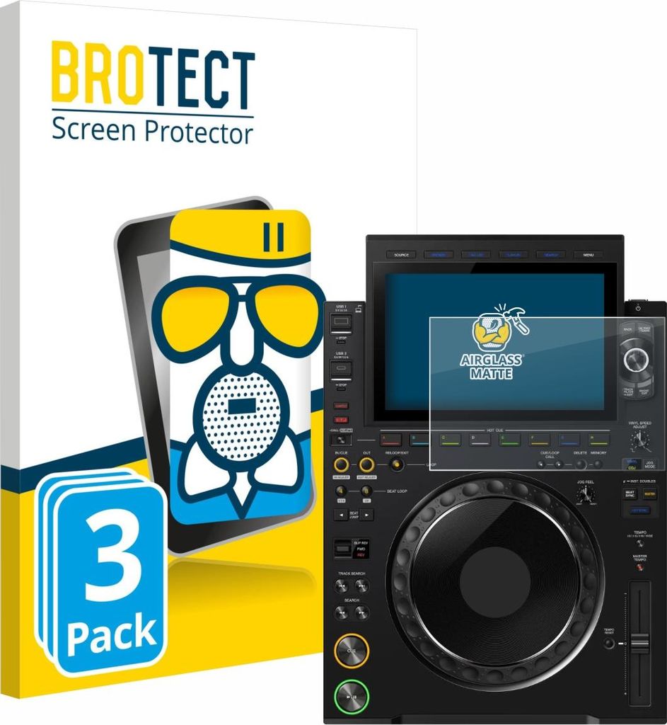 3x BROTECT Entspiegelungs Schutzglas für Pioneer CDJ 3000X Schutzfolie Panzer Folie Glas Display Schutz matt