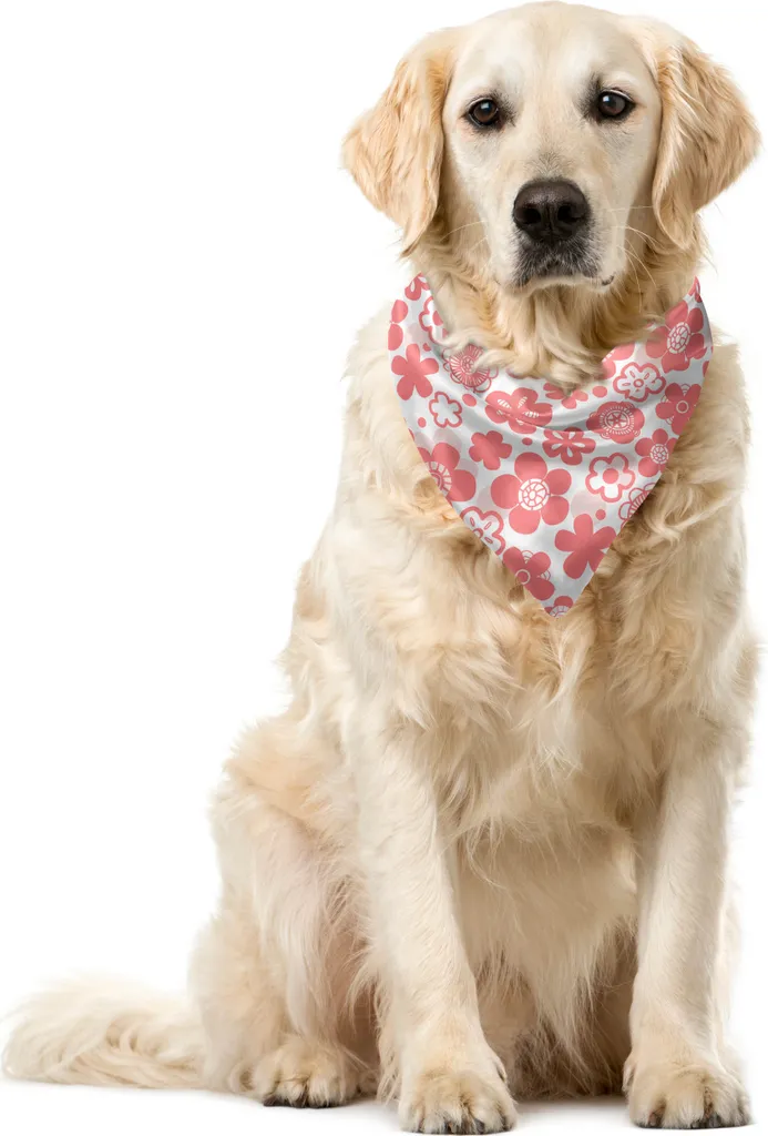 Bandana Cani Fiori di Ciliegio 40x40 cm Bianco Corallo ABAKUHAUS