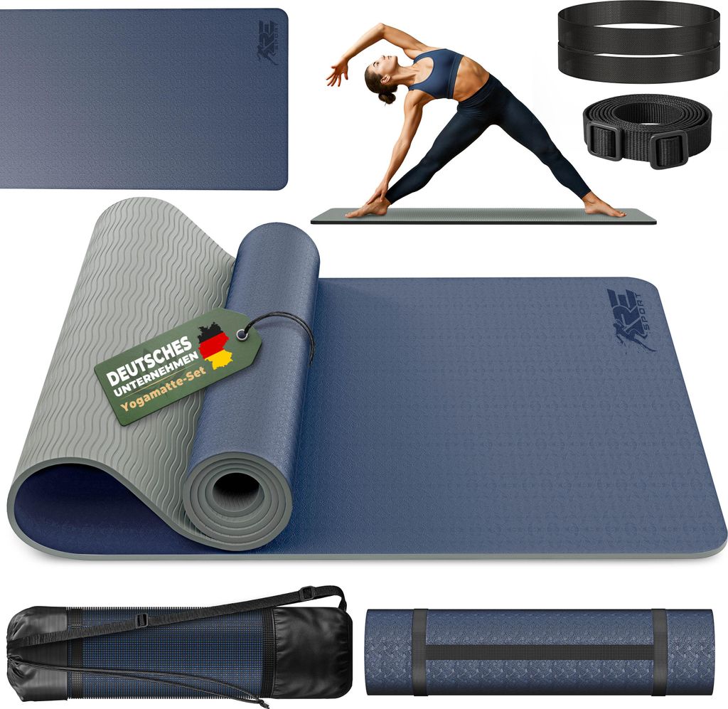 RE:SPORT Yogamatte Grau Fitnessmatte Gymnastikmatte Pilates Produktbild 