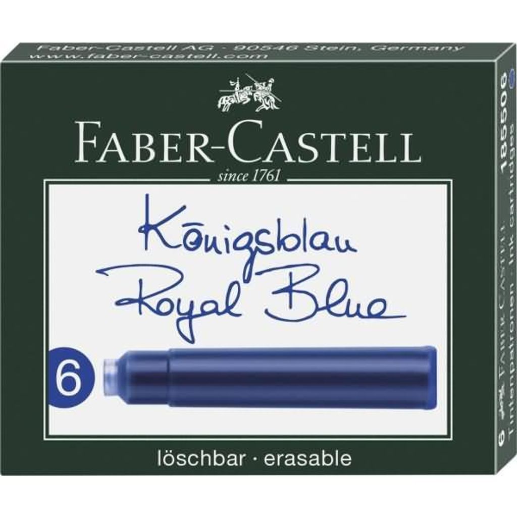 Faber-Castell 6 Tintenpatronen Standard königsblau, Blau, Produktbild 