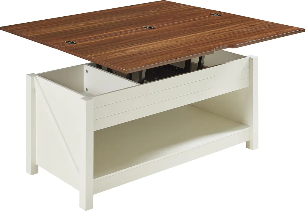 Table de salon rectangulaire relevable Kasama avec 3 coffres de rangement