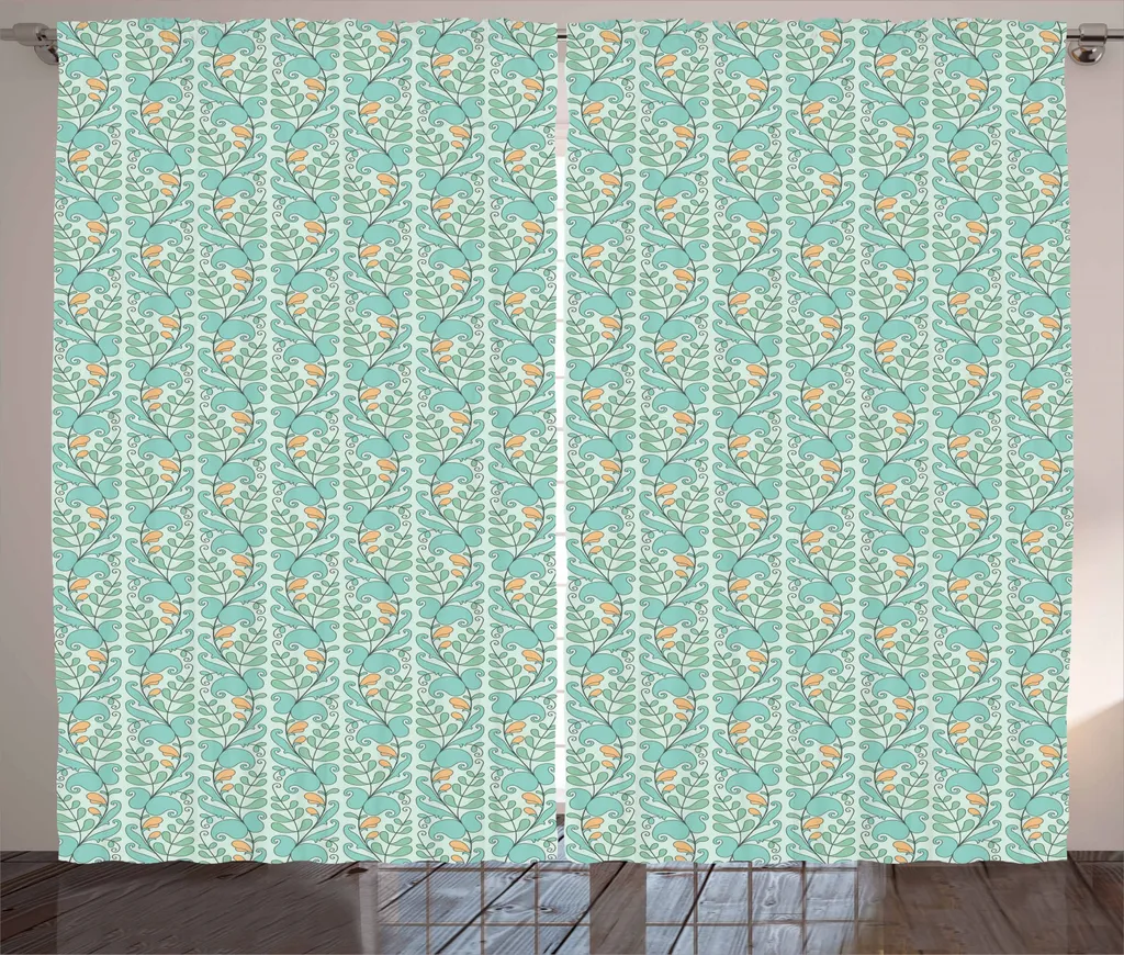 Tenda Soggiorno ABAKUHAUS Effetto Seta 280x245 cm Verde e Arancio