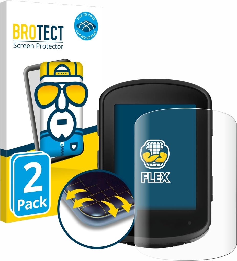 2x BROTECT Fullscreen Schutzfolie für Garmin Edge 540 / Edge 840 Displayschutz Folie Fullcover Klar Transparent