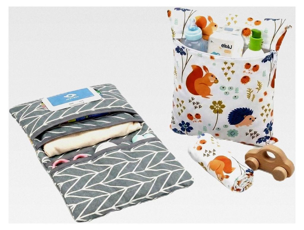 Windeltasche für unterwegs, 2-teilig, für Windeln, Babyzubehör, wasserdicht, wiederverwendbar, leicht zu reinigen, tragbar, kann am Kinderwagen ...