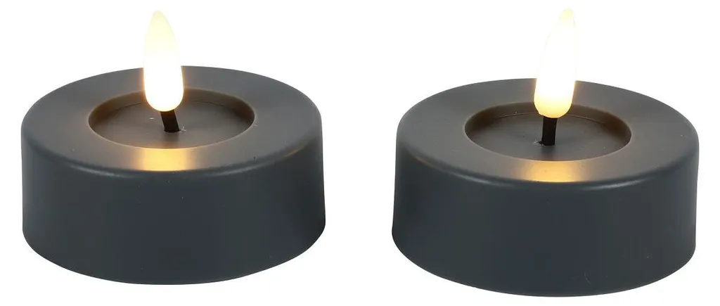 Bougies Chauffe-plat LED Flamme 3D Gris avec Minuterie pour l'Extérieur