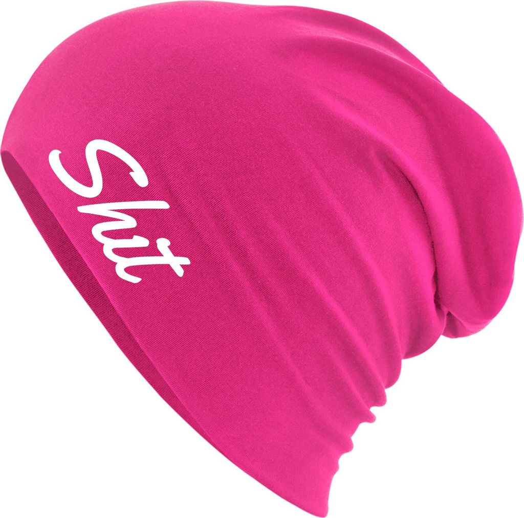 Huuraa Beanie Shit englisch Schriftzug Fuchsia One Size Baumwolle und Elasthan Mütze Geschenkidee